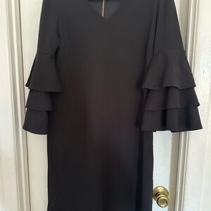 Tahari Black Tiered Sleeve Mini Dress